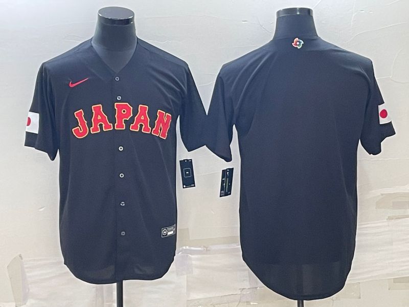 Men 2023 World Cub Japan Blank Black Nike MLB Jersey->more jerseys->MLB Jersey